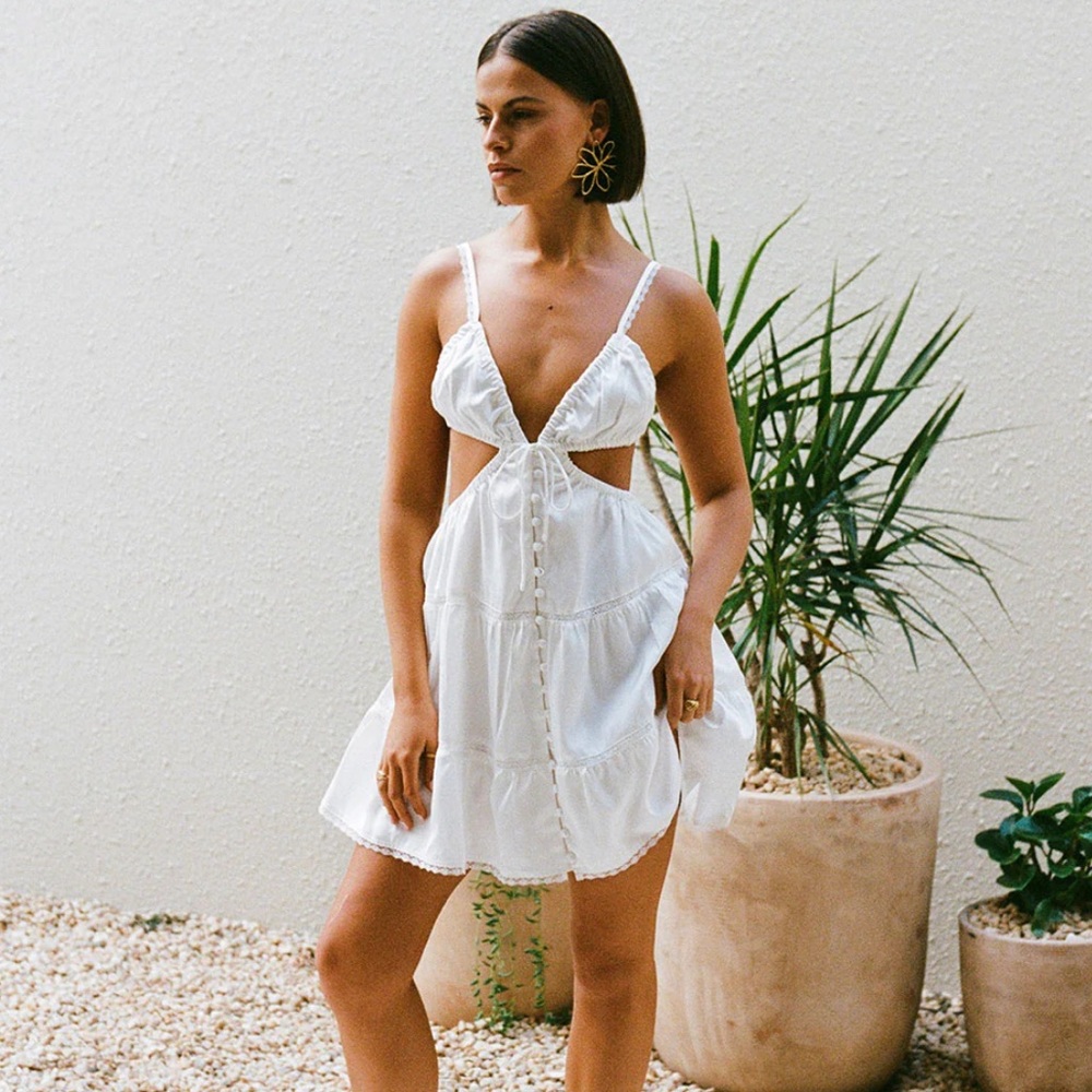White Backless Makalia Sun Dress from Sabo Skirt